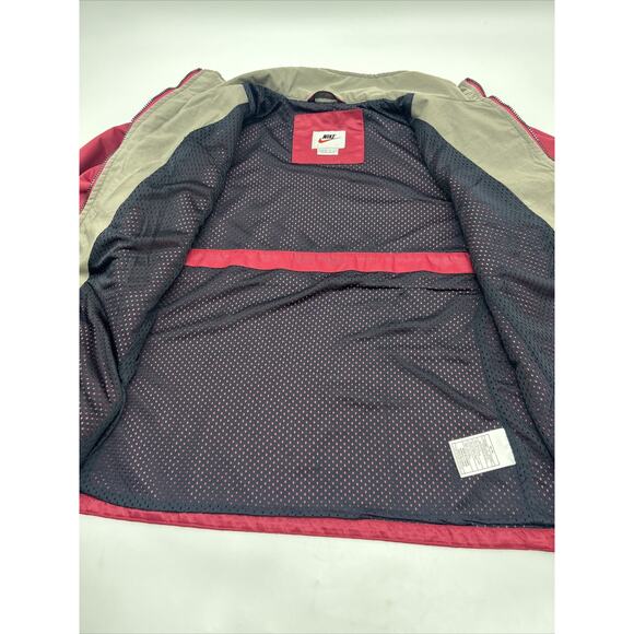 VINTAGE Nike Jacket Full Zip Front Maroon Jacket Pockets Swoosh Women’s Size L - Picture 8 of 11